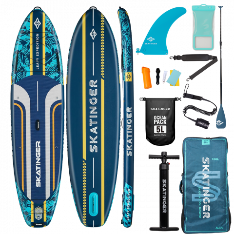 Skatinger Leafy Expedition Blue Allround Paddle SUP Board – Speed, Stability & Control